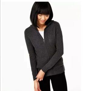 Cashmere Zip-Front Sweater with Hood